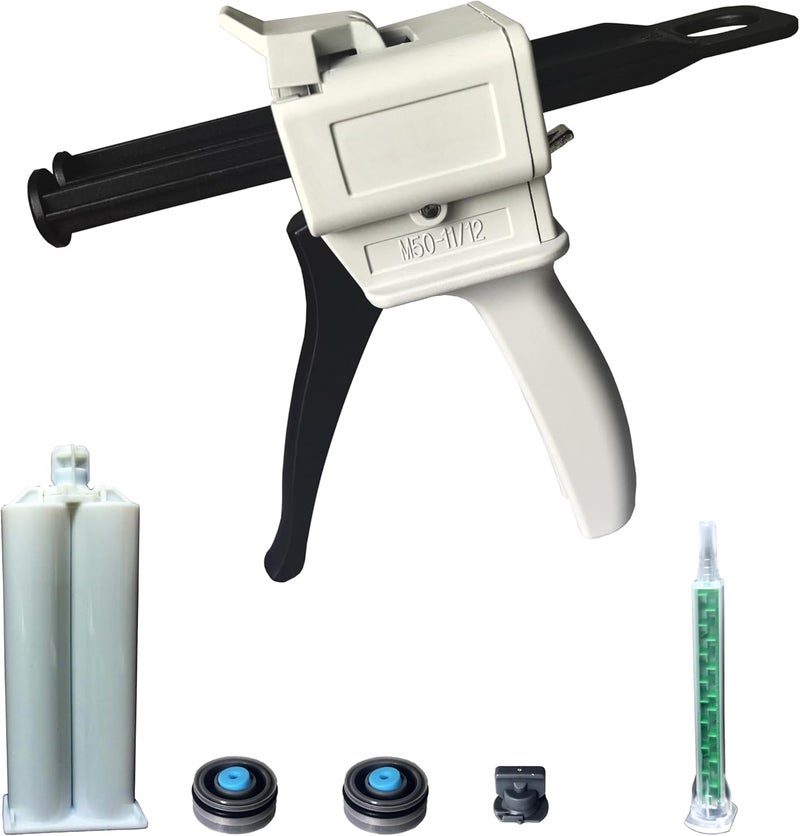 anquanhepro Dispenser Gun, 50ml Dispensing Gun Kit Impression Mixing Dispensing Dispenser AB Gun 1:1/1:2/10:1 or 55ML Single (50ML-1:1) - Image 1